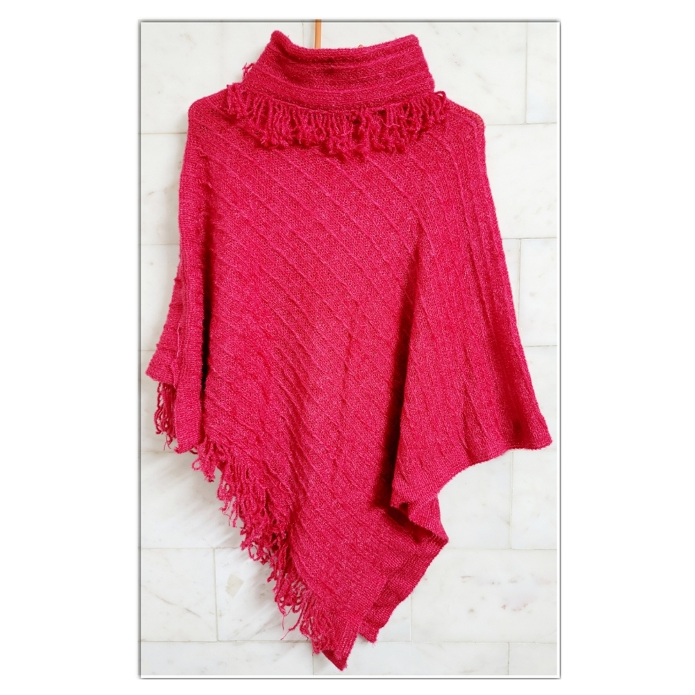 Shimmer Hot Pink Poncho - Picture 3 of 6